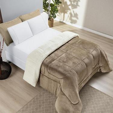 Imagem de Edredom Coberdron Solteiro Sherpa Toque Lã Carneiro Cáqui - Casa Show 