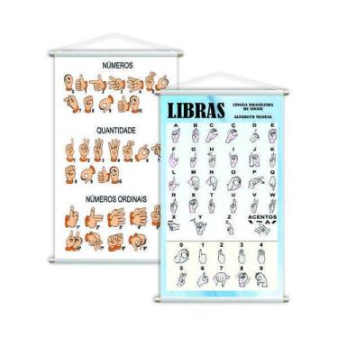 Imagem de Libras Sinais + Números E Quantidades Kit 2 Banners 80X50Cm - Plimshop