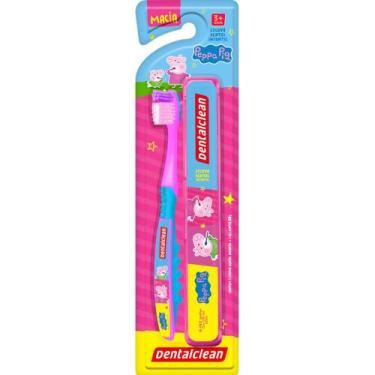 Imagem de Kit escova + estojo peppa pig - macia - 3 anos+ dentalclean, Rosa