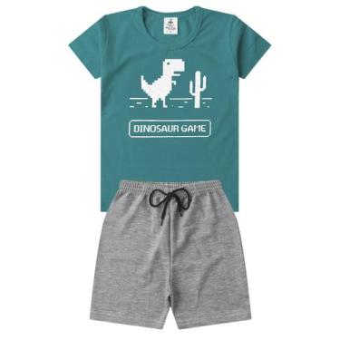 Imagem de Conjunto Infantil Verão Menino Dinosaur Game - Verde Petróleo  - Magia