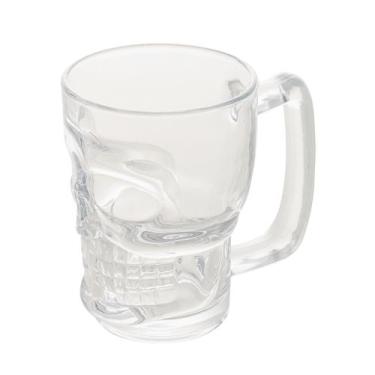 Imagem de Caneca Chopp E Cerveja De Vidro Caveira Rock Style 365ml 2 Unidades - 
