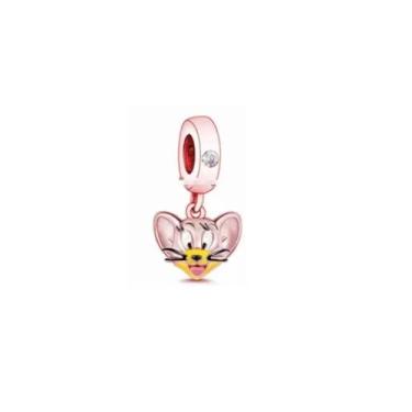 Imagem de Berloque Pingente Ouro Rosa Ratinho Jerry Prata 925 de lei - ABerlocar