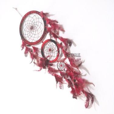 Imagem de aros 60cm filtro dos sonhos marrom de penas aro grande maior decorativ