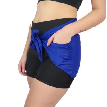 Imagem de Tapa Bumbum De Amarrar Fitness Saia Cobre Bumbum - JinkingStore, Azul 