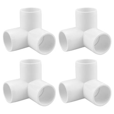 Imagem de SDTC Tech Pacote com 4 conectores de cano de cotovelo de PVC para montagem de cotovelo de móveis de grau para DIY PVC Prateleira de suporte de jardim Estrutura de armazenamento, branco, 3 Way