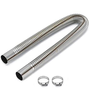 Imagem de PTNHZ Calefator de ar de estacionamento universal de aço inoxidável de 2,5 cm, tubo de escape, tanque de combustível, mangueira flexível de ventilação de gás diesel para carro, caminhão (60 cm)