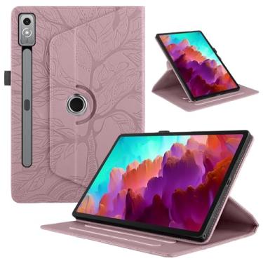 Imagem de Capa giratória para Lenovo Tab P12 12,7 polegadas 2023, capa giratória de couro PU de 360° leve, suporte flip multi-ângulo com suporte de caneta para modelo SM-TB370FU/TB371FC - ouro rosa