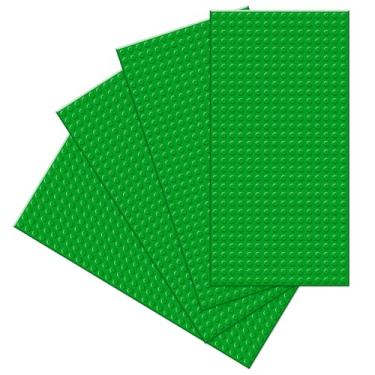 Imagem de WALWAL 4-Pack Classic Baseplates,Durability 5" x 10" Building Brick Base Plates, Compatible with All Major Brands, Ideal for DIY Tabletop & Play Wall(Green)