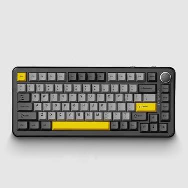 Imagem de Odpaltoy Teclado mecânico Ajazz AK820 MAX para jogos com botão, teclado para jogos com gatilho rápido com fio, teclado RGB PBT de 81 teclas, teclado intercambiável a quente com junta (cinza noturno ·