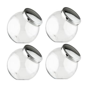 Imagem de Kit 4 Pote Baleiro Plástico 1,2l Redondo Porta Mantimentos Tampa De Rosca (Cromado)