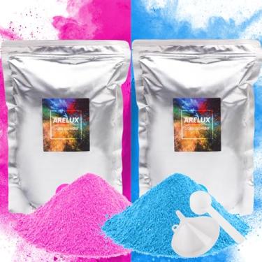 Imagem de ARELUX Gender Reveal Color Powder - 0,5 kg azul, 400 g rosa cores giz pó para fotografia de corrida colorida, menino ou menina, revelação de gênero de carro e motocicleta, sessão de fotos, festa de