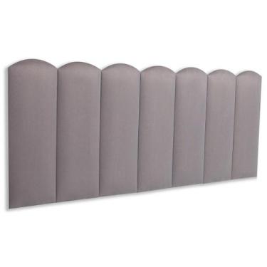 Imagem de Cabeceira Casal Estofada de Colar na Parede Kit 7 Placas Modelo Nuvem 