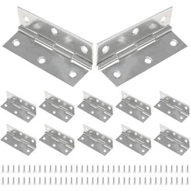 Imagem de Piutouyar Pacote com 12 dobradiças de bumbum mini dobradiças de 6 cm de aço inoxidável 304 pequenas dobradiças de armário dobradiças dobráveis para artesanato com parafusos de montagem para gavetas