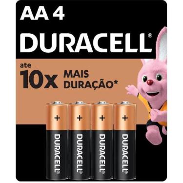 Imagem de Pilha Alcalina AA Pequena Com 4 Unidades DURACELL, Preto