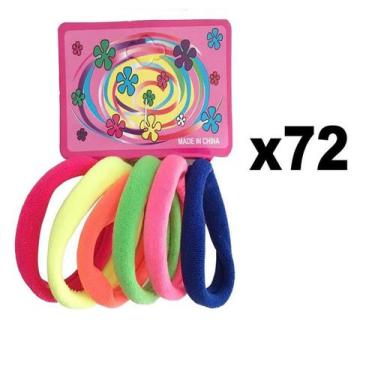 Imagem de 72 unidades Elástico De Cabelo Xuxinha Rabicó Colorido Neon - Lynx pro