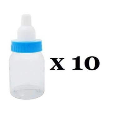 Imagem de Kit 10 Mini Mamadeira Lisa Azul Para Lembrancinha - lynx produções
