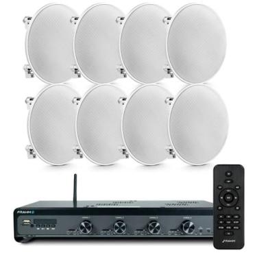 Imagem de Kit Som Ambiente Frahm 4500 Slim + 8 Cx Som Arandela Embutir
