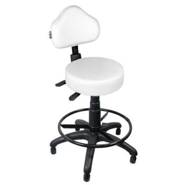 Imagem de Cadeira Mocho Branco Ergonômico Caixa Com Aro Com Sapata - ULTRA Móvei