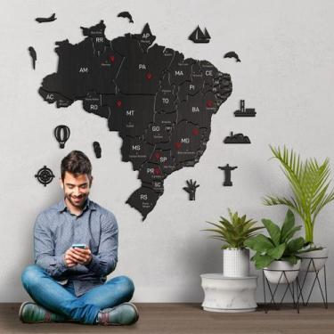 Imagem de Mapa do Brasil recortado em madeira - Dekalque, 104x101