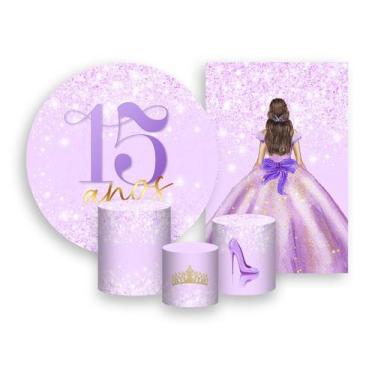 Imagem de Kit 2 Painéis De Festa + Trio De Capas Cilindro - Princesa 15 Anos Efe