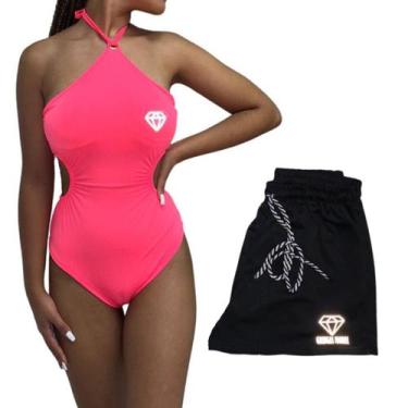 Imagem de Body Maiô Com Bojo Estampas Refletiva + Short Gringas Model, Rosa, Chi