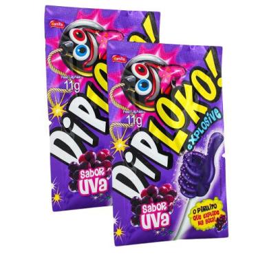 Imagem de Kit 2 Pirulito Dip Loko Explosive Sabor Uva 11g - DipLoko