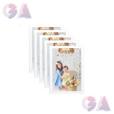 Imagem de Kit 5 Porta Diploma A4 21x30 Moldura Branco Com Vidro Para Fotos e Dec