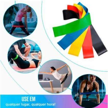 Imagem de Kit 5 Faixas Elásticas Exercícios Treinos Fisioterapia em Casa - Pense