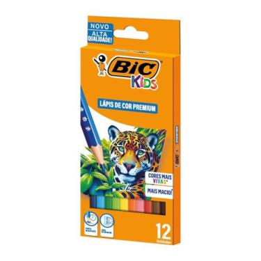 Imagem de Lápis de Cor 12 Cores BIC Kids Madeira Escolar Premium Colorido Mais M