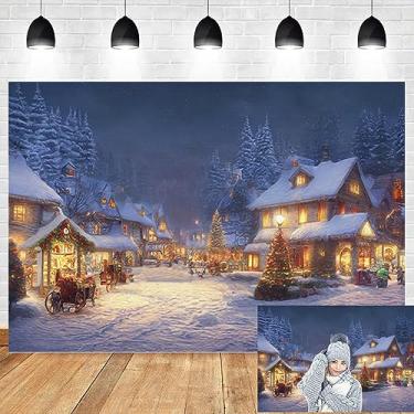 Imagem de DORCEV Cenário de fotografia de cenário noturno de inverno com desenho animado 2,1 x 1,5 m, cobertura de neve do mundo do gelo, fundo das maravilhas Natal, silencioso, cabine noturna de neve,