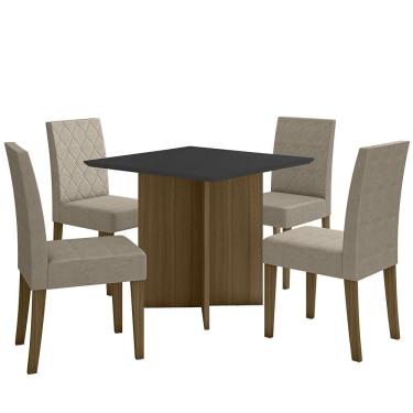 Imagem de Kit Mesa de Jantar Helo Com Vidro 90x90 com 4 Cadeiras Jade