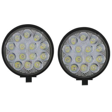 Imagem de Par Farol Milha Led 14 Led 42W Redondo 11 43 Cm 12V/24V 6000K Ip67 Bas