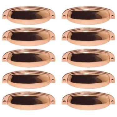 Imagem de Kit 10 Puxador Concha Provençal Paris Cobre Brilhante Para Gaveta Móve