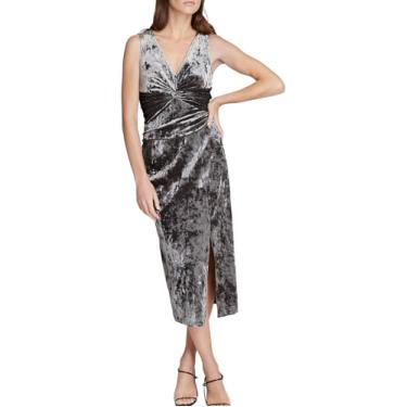 Imagem de Club Monaco Blusa feminina de veludo amassado de mistura de poliéster, Marrom/Brun, M