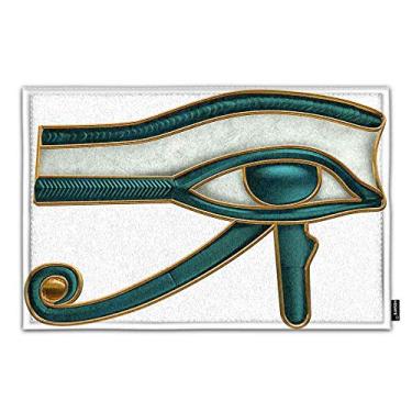 Imagem de HOSNYE Tapete de porta antiderrapante com símbolo do olho egípcio antigo de Hórus para casa de banho, banho, chuveiro, quarto, vaso sanitário, tapete de porta