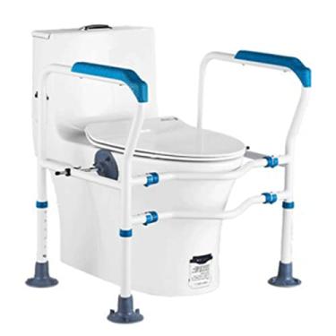 Imagem de Compacto Trilhos de segurança antiestáticos antiestáticos para vaso sanitário, sem perfuração, cabem na maioria dos banheiros autônomos, alça de barra de apoio Estrutura de suporte