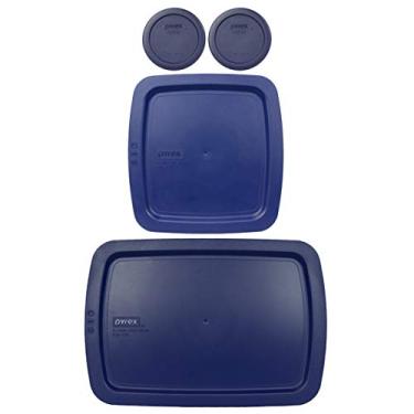 Imagem de Pyrex (2) 7202-PC 1 xícara azul (1) C-222-PC 2 litros fácil de pegar (1) C-233-PC 3 litros tampas fáceis de segurar para armazenamento de alimentos