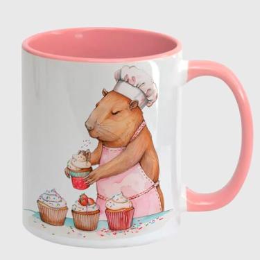 Imagem de Caneca Cerâmica Branca com Rosa CAPIVARA MAMAE BOLO 4