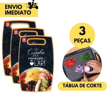 Imagem de Kit 3 Tábuas de Corte Estampadas para Carne, Legumes e Frutas Higiênci