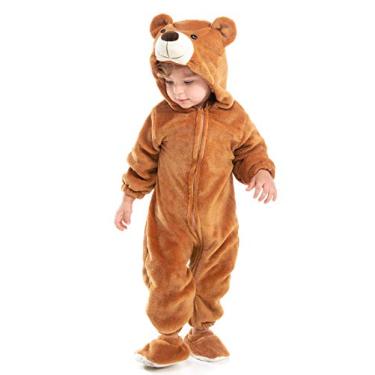 Imagem de HSCTEK Fantasia de urso de bebê, macacão unissex com capuz para bebês e crianças de 0 a 4 anos, Urso, 9-12Months