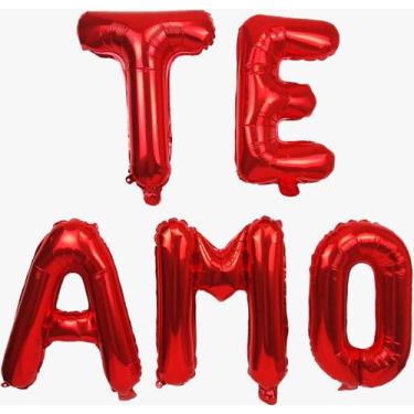Imagem de Bexiga Balão Metalizado Vermelho 75cm Kit Te Amo Namorados - PB Festas