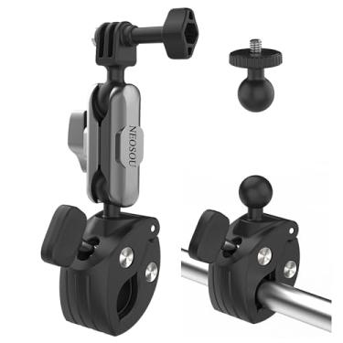 Imagem de Braçadeira de guidão de motocicleta para Insta360 X5 X4/GoPro/Osmo Pocket/DJI Action, super braçadeira para monitor de lanterna SLR, junta esférica 360 acessórios de montagem de trilho flexível