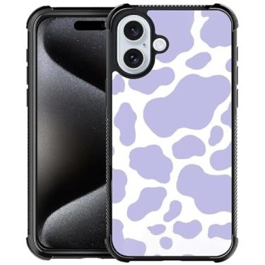 Imagem de WANKBLC Capa para iPhone 16 Plus, estampa maluca de vaca branca roxa à prova de choque para homens e mulheres antiderrapante para iPhone 16 Plus