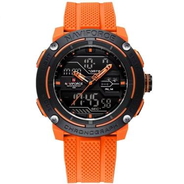 Imagem de Relógio Esportivo Masculino Dupla Exibição De Quartzo Pulseira Silicone 5atm À Prova Da Água Laranja