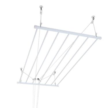 Imagem de Varal de Teto em Alumínio, Retrátil, Instalação no Teto, Branco ou Preto