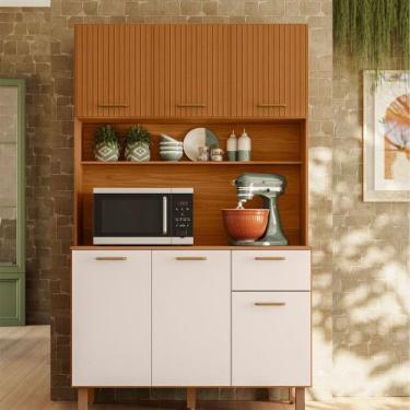 Imagem de Kit Cozinha 06 Portas 01 Gaveta New Livia Poliman Móveis, Freijo /Ripa