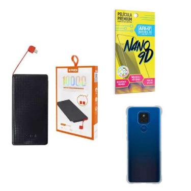 Imagem de Kit Power Bank 10.000mAh + Capinha Motorola E7Plus + Película 9D - Arm