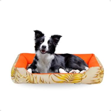 Imagem de Cama Dog Doguinho Confortável Lavável Base Impermeável (Folhas Dourado)
