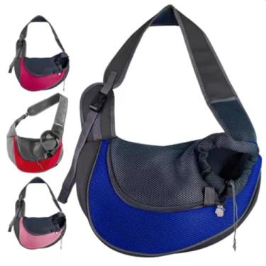 Imagem de Bolsa Transversal de Transporte Para Pets, Canguru para Cães e Gatos, Reforçada (Azul)