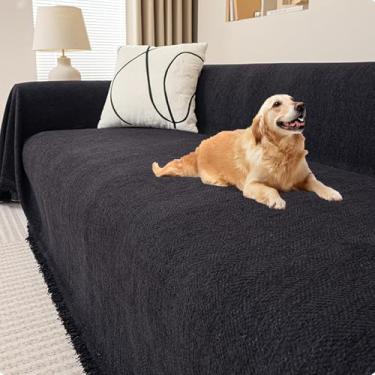 Imagem de Sofa Cover, Waterproof Couch Cover, Thickened Chenille Sofa Cover, Pet-Friendly Wear-Resistant Sofa Cover, Washable Sofa Cover for Living Room(Black,71 * 181in)